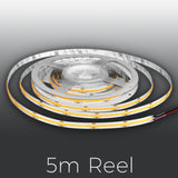 12VDC 5M Accent Series Dotless Strip Lights – 12V COB LED Strip, 528 LEDs/M, Dimmable, Dot-Free Indoor Tape for Cabinets, Shelves, Rooms & Accent Lighting – High CRI >90 – UL/ETL Listed – IP20 – 5m/16ft