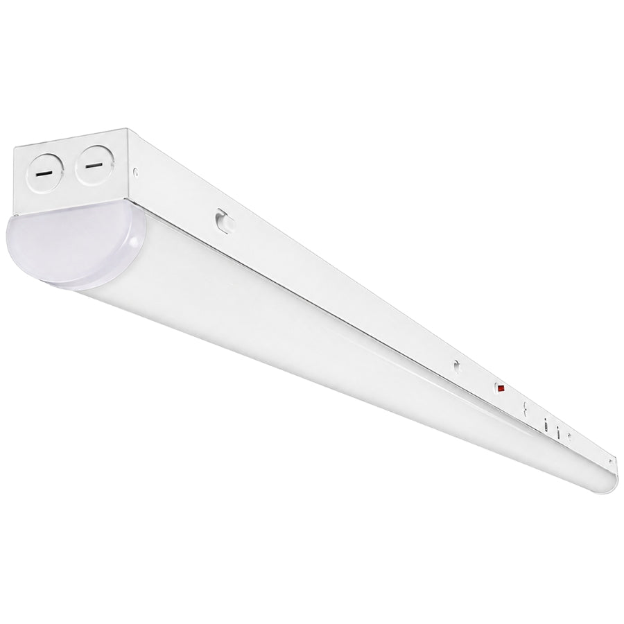 8FT 80W LED Strip Light Fixture with Emergency Backup - Wattage & CCT Selectable (3000K–5000K) - Motion Sensor & Photocell - 0-10V Dimmable - Up to 11,674 Lumens - 120-277V - White Finish