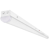 8FT 80W LED Strip Light Fixture with Emergency Backup - Wattage & CCT Selectable (3000K–5000K) - Motion Sensor & Photocell - 0-10V Dimmable - Up to 11,674 Lumens - 120-277V - White Finish