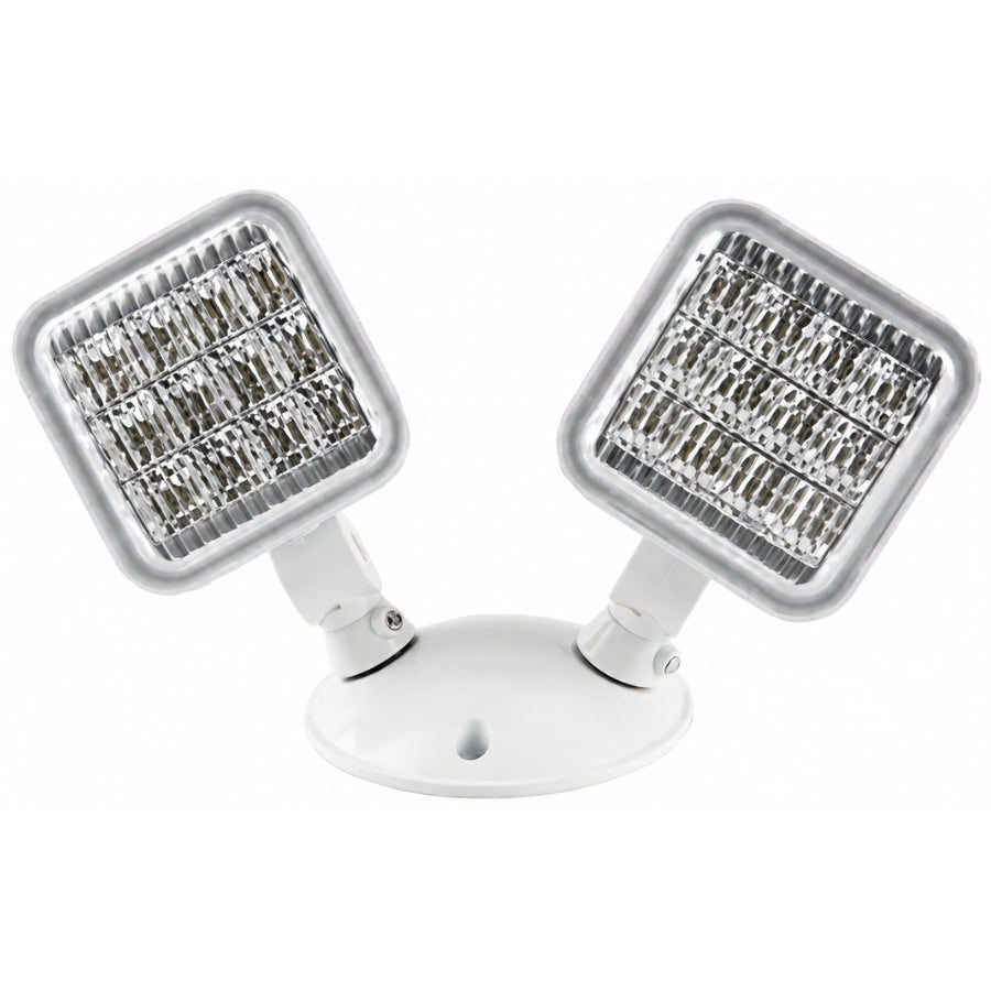 Double Head LED Emergency Remote Head, Adjustable Emergency Light Heads, Thermoplastic Housing, Wall or Ceiling Mount, Compatible with Remote-Capable Emergency Lighting Units, White