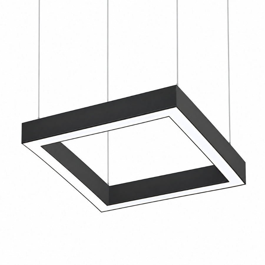 2x2 Square Pattern LED Linear Direct/Indirect Pendant Fixture, 120W, 12,600 Lumens, 120-277V, 4CCT Selectable 3000K-5000K, 0-10V Dimmable, Suspended & Ceiling Mount, Black Finish