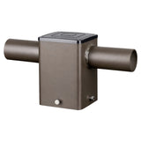 180° Square Pole Tenon Adapter with 2 Arms, Fits 4 Inch Square Light Pole, 2-3/8” OD Dual Horizontal Tenon Mount for LED Area Lights, Shoebox Parking Lot Lights & Flood Lights, Heavy Duty Steel