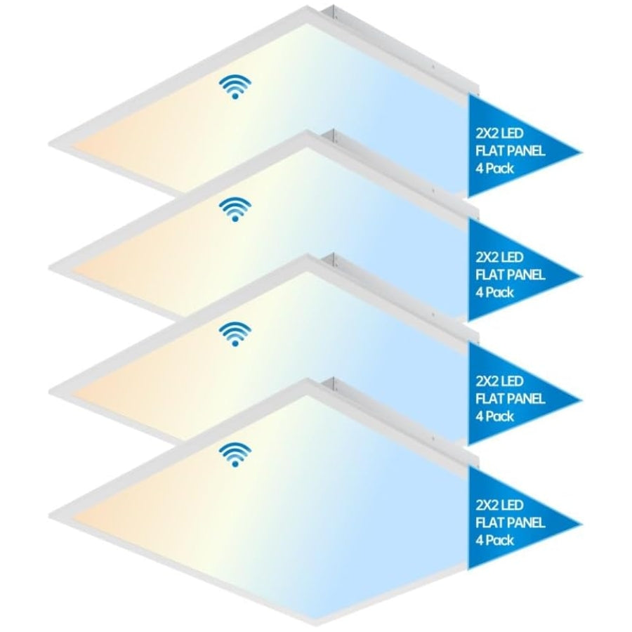 2X2FT LED Panel Light with Motion Sensor, 5 Watts Selectable 20/25/30/35/40W, 5 Colors Temperature Selectable 3K/3.5K/4K/5K/6.5K Dimmable Recessed Drop Ceiling, Lay in Fixture for Office100-277V 4PACK