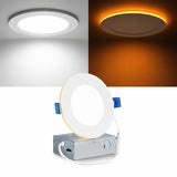 4 Inch LED Recessed Ceiling Light with Night Light, 5CCT Selectable 2700K/3000K/3500K/4000K/5000K, 9W, 750 Lumens, 75W Equivalent, Dimmable Canless Wafer Downlight, IC Rated, ETL & FCC Listed, Junction Box Included, 120V