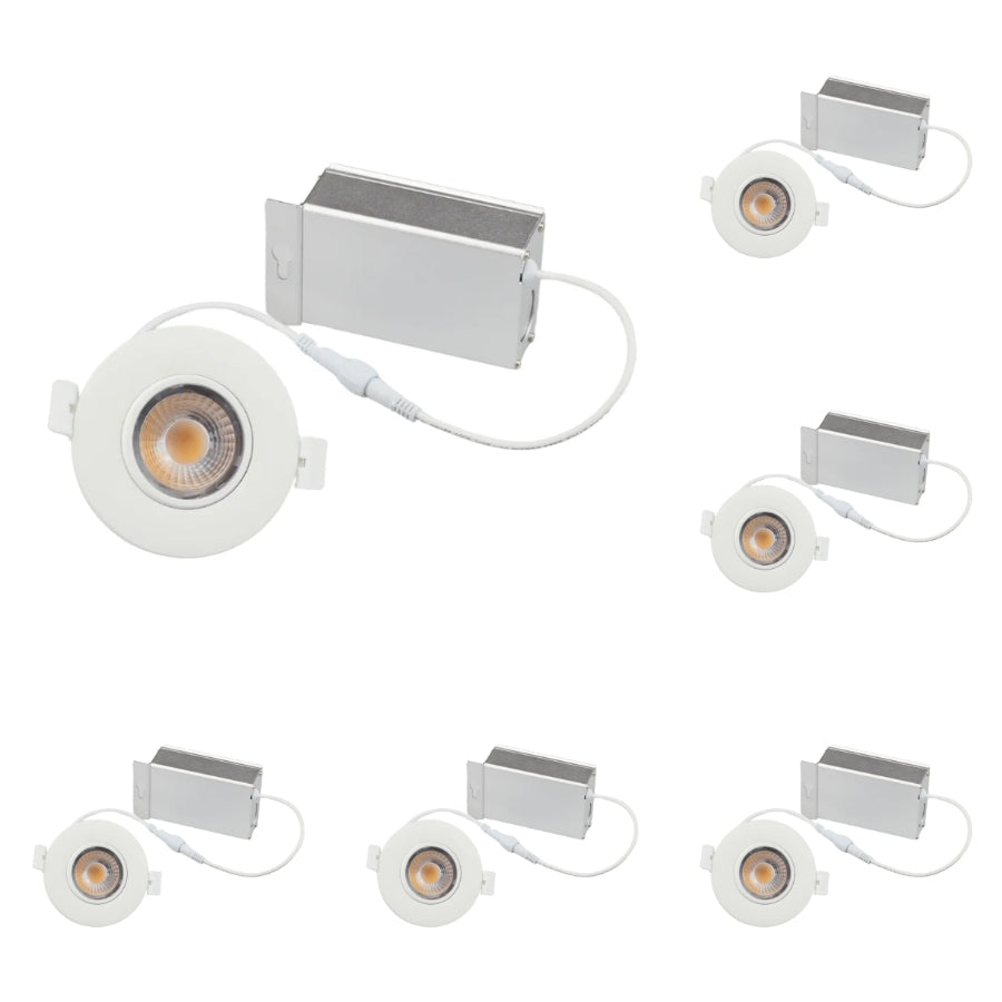 LED Recessed Ceiling Lights, 3 Inch Dimmable 5CCT Ultra-Thin with Junction Box, 8W Canless Slim Panel Downlight, 2700K/3000K/3500K/4000K/5000K, IC Rated, ETL
