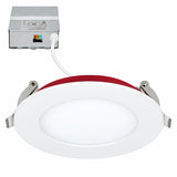 4 Inch 2-Hour Fire Rated Slim Recessed LED Downlight, Canless IC Rated, 12W 800 Lumens, 5 CCT Selectable 2700K-5000K, 90 CRI, Dimmable, ETL & UL263 Listed, White