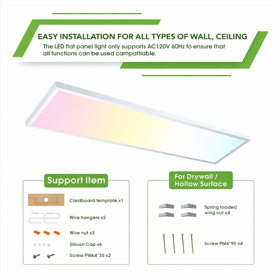 Led Flat Module Light 1x4 LED Flat Panel Light Surface Mount, 5CCT – SwitchtoLED