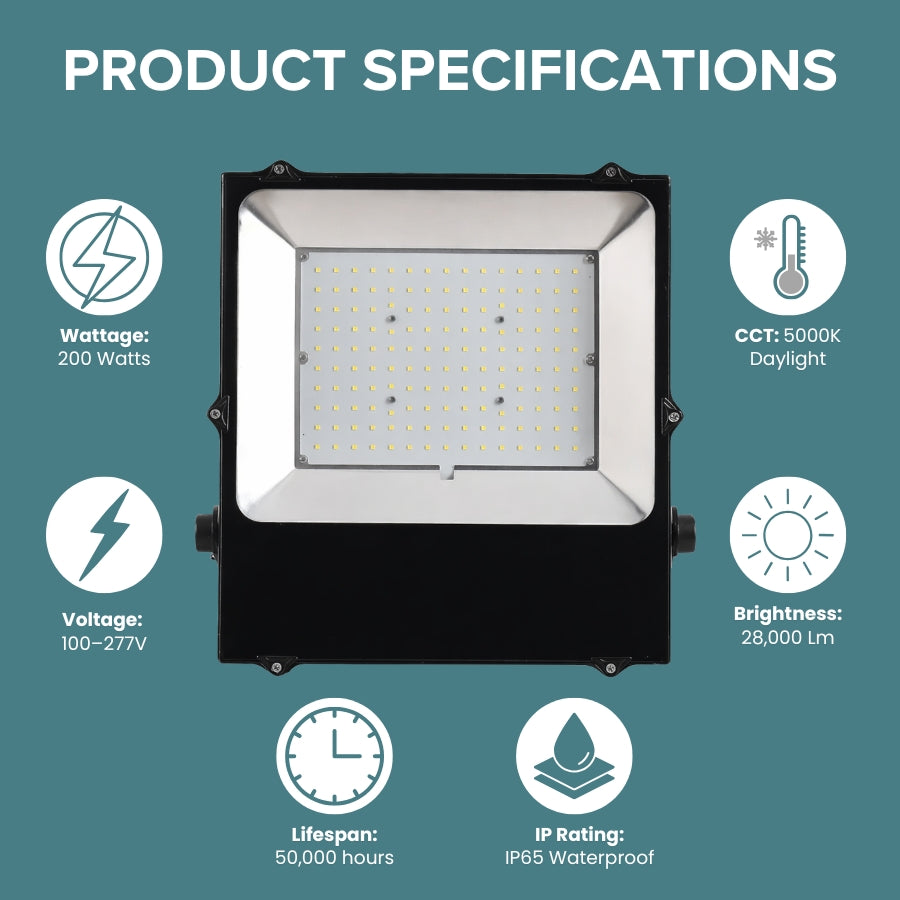 200W LED flood light specifications 28000 lumens