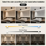 Bedroom scene with different color temperature settings displayed on a white background
