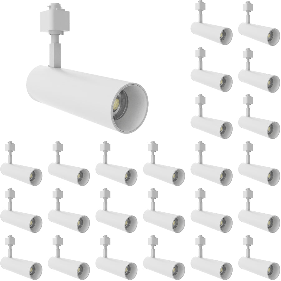 Twenty-four-pack white LED track lights ideal for retail stores, galleries, offices, showrooms, and large commercial spaces.