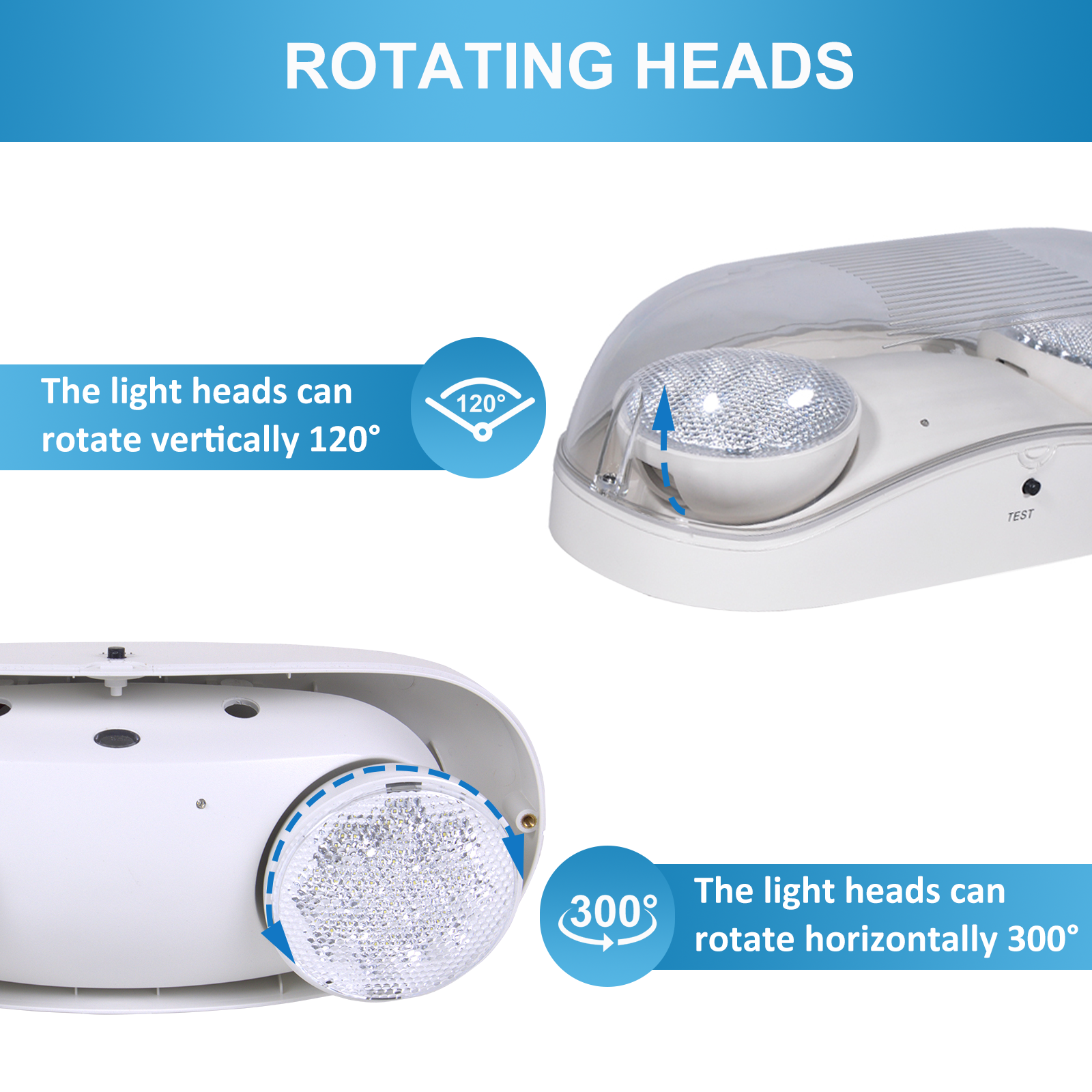 Outdoor Rated High Output White LED Emergency Light (Bug Eyes) with Battery Backup, Wet Location Listed, 90-Minute Minimum Capacity, 120V-277V