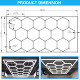 Hexagon Garage Light: Higher Brightness 720W 93600 Lumens Hexagon Led Garage Light with Rectangle Frame 6500K, 15 Hex Grid for Garage, Shop, Basement, Car Detailing Shop etc. with Mounting Clip