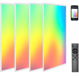 2x4 FT LED RGBW 5000K Multicolor Flat Panel Light Remote & App Controlled 60W 6600lm Color Changing LED Panel Light Smart Wi-Fi Drop Ceiling Light with Alexa/Google Assistant