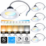 6" LED Commercial Downlight, 14W/18W/22W/26W/30W Selectable, Up to 2520 Lumens, 5CCT 2700K/3000K/3500K/4000K/5000K, 0-10V Dimmable, Canless Wafer Thin Recessed Ceiling Light, IC Rated, 120-277V, UL Listed