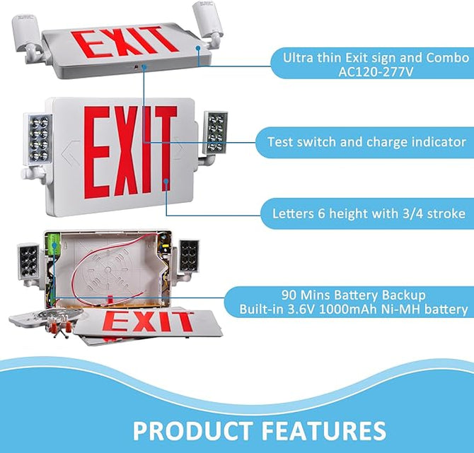 LED Emergency Lights With Battery Backup, Two Head Adjustable