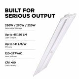 320W LED Linear High Bay Light with PIR Motion Sensor, 44,800 Lumens, 5700K Bright White, 1000W Metal Halide Equivalent, 140 LM/W, 0-10V Dimmable, 90° Beam Angle, UL cUL DLC 5.1 Premium, 120-277V