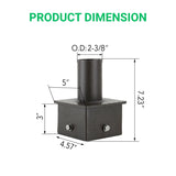 5" Square Pole Mount Tenon Adapter, Fits 2-3/8" Slip Fitter Lights, Heavy-Duty Steel, Dark Bronze Finish