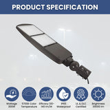 300W LED Shoebox Area Light – 5700K, UL & DLC Listed, IP65 Waterproof, 39,000 Lumens, 5-Year Warranty