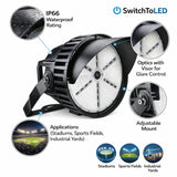 500W LED Stadium Light, 70,000 Lumens, 5000K Daylight, 0-10V Dimmable High Mast Flood Light, IP66 Waterproof, UL Certified, 1500W Metal Halide Equivalent for Sports Field & Outdoor Lighting