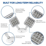 Double Head LED Emergency Remote Head, Adjustable Emergency Light Heads, Thermoplastic Housing, Wall or Ceiling Mount, Compatible with Remote-Capable Emergency Lighting Units, White
