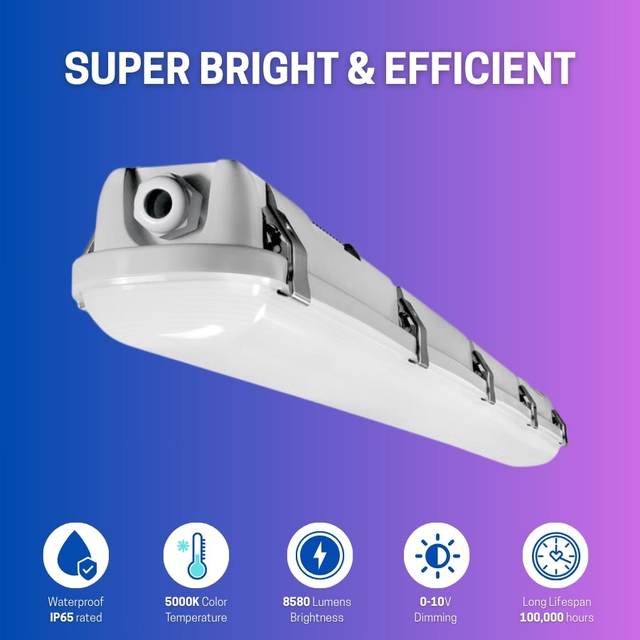 LED 4FT Vapor-Tight Fixture, 50W/40W/30W, CCT Selectable, 7,200 Lumens
