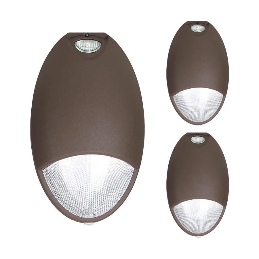 LED Emergency Lights with Battery Backup, 12W with Photocell, Self-Test Diagnostics, Outdoor Wallpack LED, 100-277VAC, UL-924, IP65 Wet Location, Dark Bronze, UL Listed