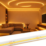 32ft (10m) COB LED Strip Light Warm White 3000K – 24V Dimmable Waterproof LED Tape, High CRI 90+, 146 LEDs/ft Dot-Free Seamless Glow, UL Listed 80W, Under Cabinet & Ambient Lighting, 5-Year Warranty