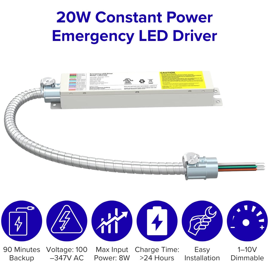 347v Led Driver SwitchToLED 20W LED Emergency Battery Backup Driver 100-347V – SwitchtoLED