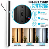 8ft Slim Linear LED Wall Light, Modern Black Wall Sconce with 3CCT Selectable 3000K 4000K 5000K, Contemporary Vertical Indoor Wall Lighting for Hotel, Living Room, Hallway, Commercial and Residential Interiors