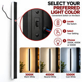 32 Inch Slim Linear LED Wall Light, Modern Black Wall Sconce with 3CCT Selectable 3000K/4000K/5000K, Contemporary Vertical Indoor Wall Lighting for Bedroom, Living Room, Hallway, Hotel and Commercial Interiors