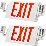 Double Sided LED Emergency EXIT Sign Combo, Two LED Lights, Backup Battery, US Standard Red Letter Emergency Exit Lighting, Commercial Grade, 120-277V, Fire Resistant (UL 94V-0)