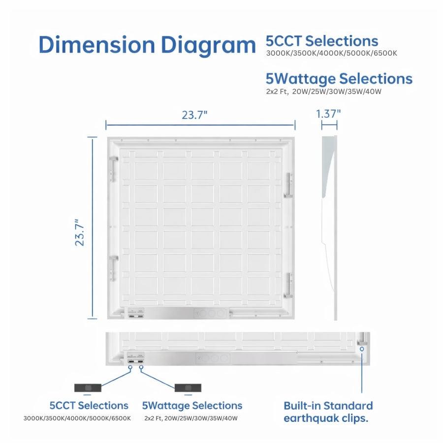 2x2 LED flat panel light dimensions recessed ceiling troffers