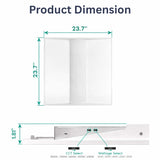 2x2 LED center basket troffer light dimensions 23.7 x 23.7 inches, 1.81 inch height, CCT and wattage selector switches shown