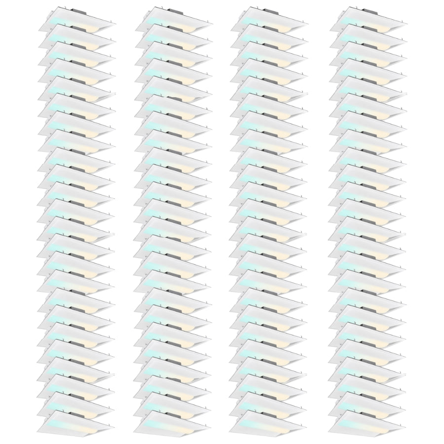 96 Pack 2x2 LED center basket troffer lights, 5200 lumens, 3000K–6500K selectable CCT, adjustable wattage 20W–40W, 0-10V dimmable ETL DLC premium