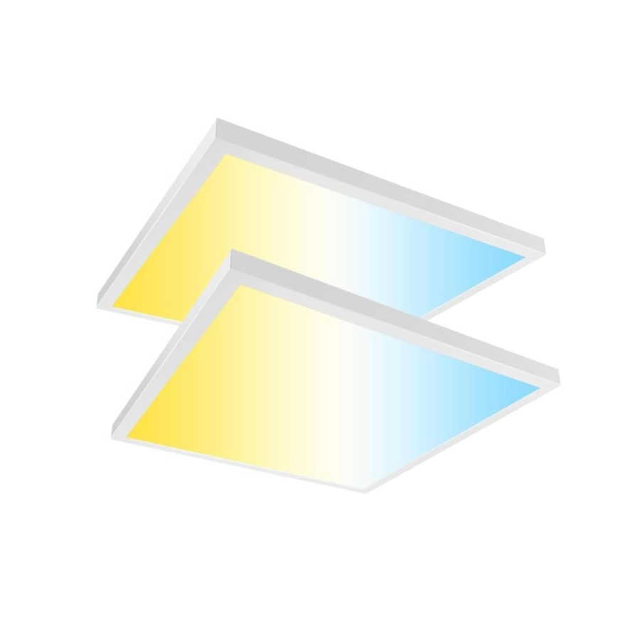 2x2FT Led Flat Panel Light Surface Mount with gradient color display on a white background at switchtoled