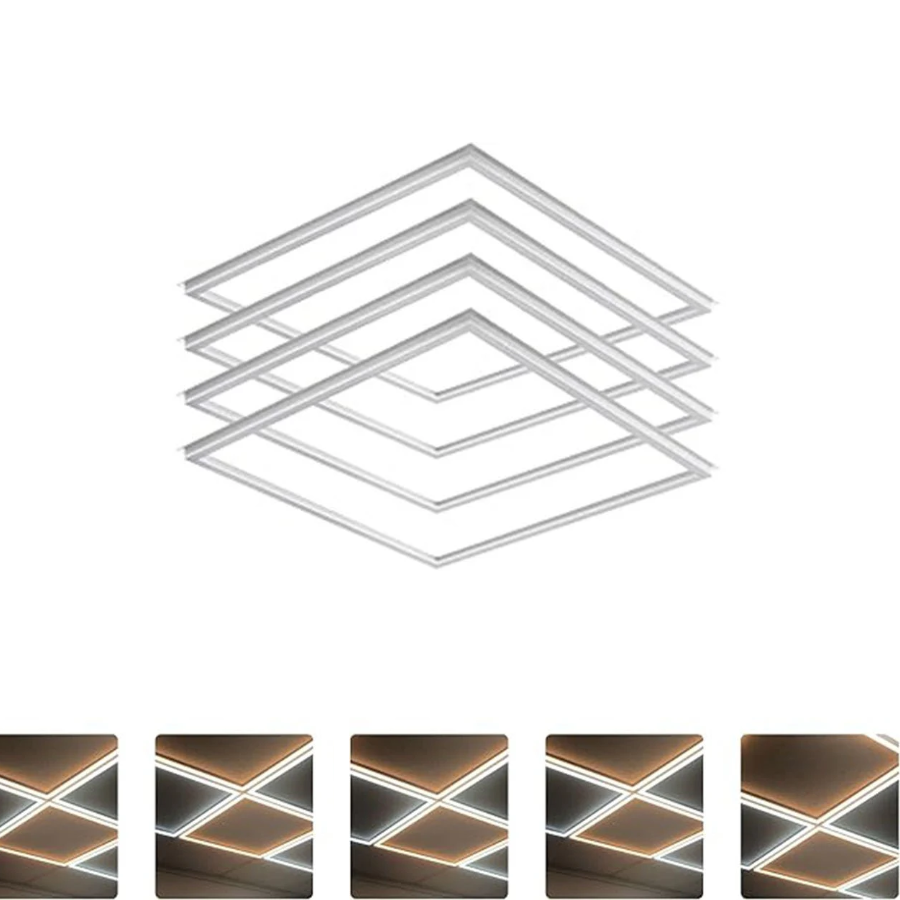 2x2 FT Edge-Lit Ceiling light fixture with geometric design on a white background
