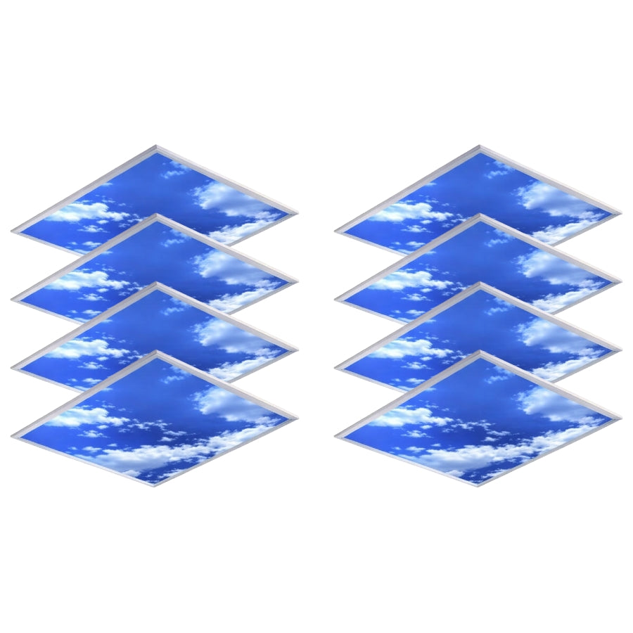 Eight 2x2 40W dimmable LED sky ceiling panels, 6500K 5000lm, ETL listed, flat panel office drop ceiling lights at switchtoled.com