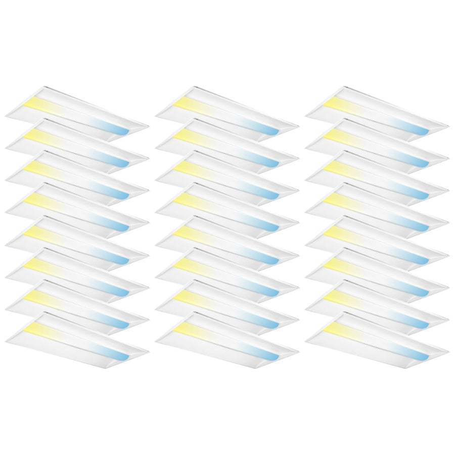 2x4 LED Troffer Lights 24 Pack – Selectable Wattage & CCT, DLC Premium, Damp Rated Commercial Ceiling Light
