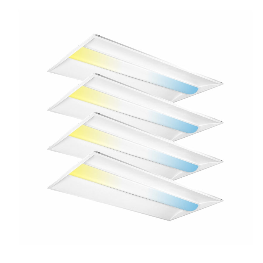 2x4 LED Troffer Lights 4 Pack – Architecturally Designed 3D Light Panels, 30W-72W Selectable, CCT Adjustable Commercial Ceiling Lights