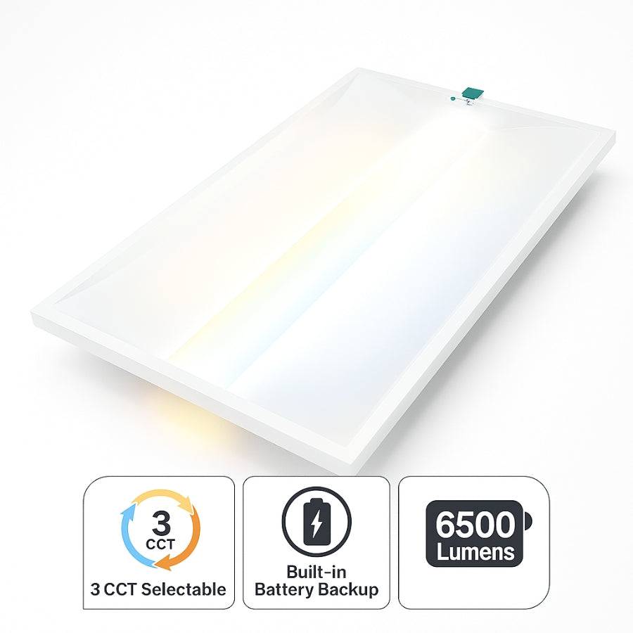 Lighting device with color temperature and lumens information on a white background at SwitchToLED