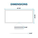 Measurement chart showing dimensions of a 2x4 FT Edge-Lit Frame ceiling light with measurements in inches.