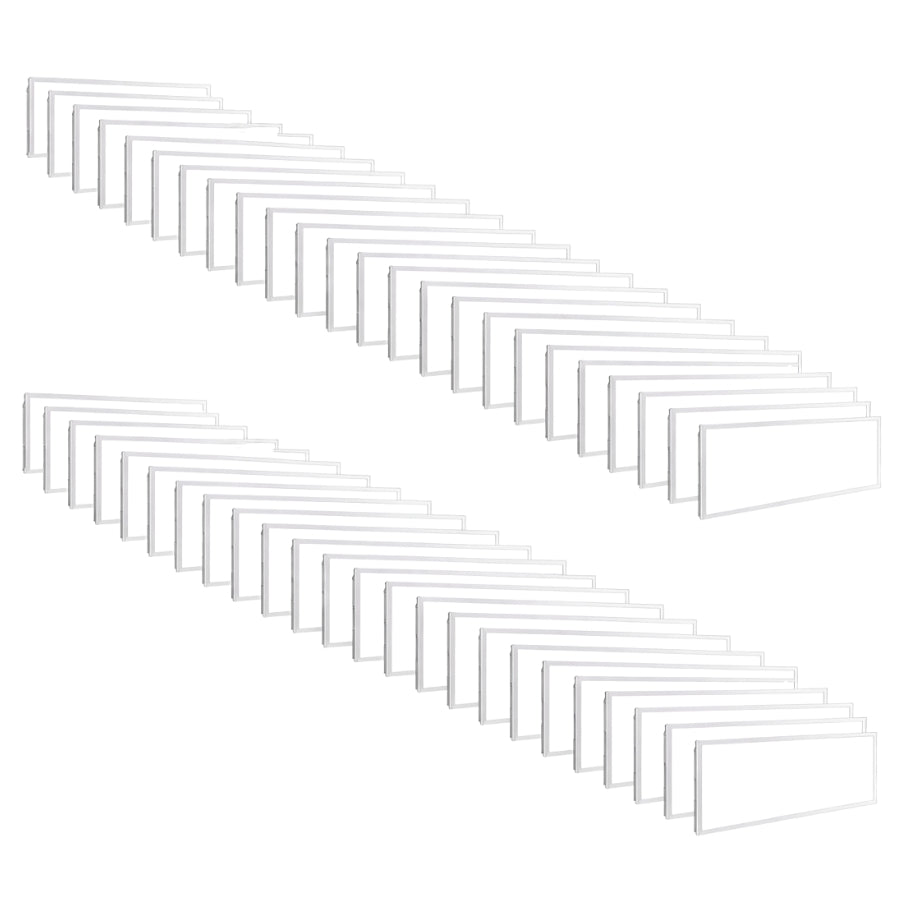 2x4 FT LED flat panel lights 48-pack, 78W high output 9750 lumens 6500K daylight, dimmable 0–10V recessed lay-in ceiling fixtures for large commercial and warehouse installations, ETL listed