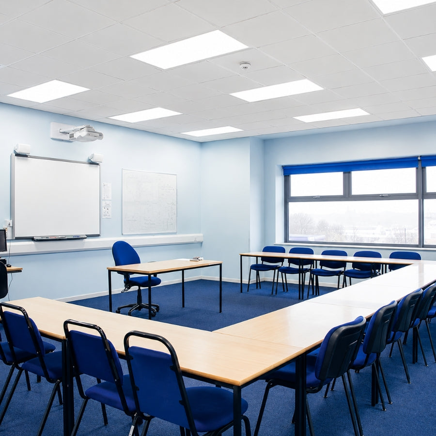 2x4 LED Flat Panel Light in Classroom at Switchtoled.com