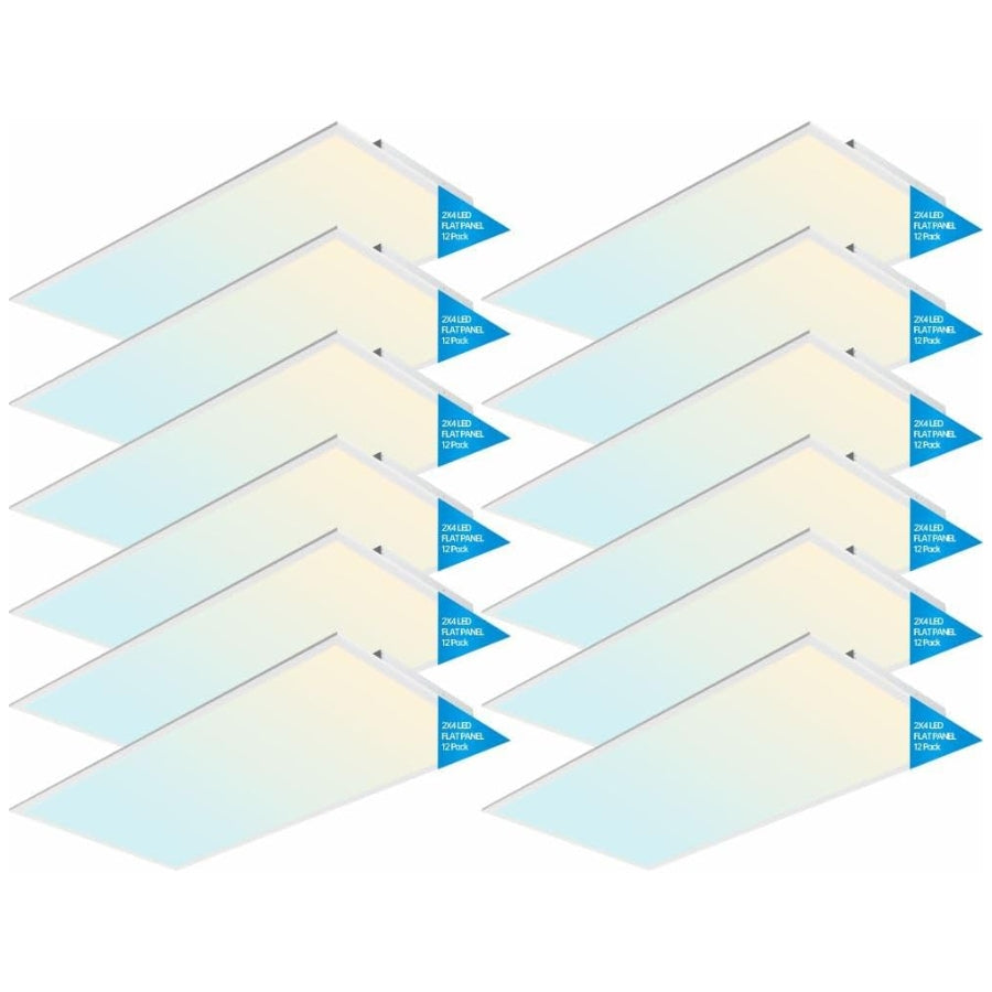 Set of ceiling panels with blue labels on a white background