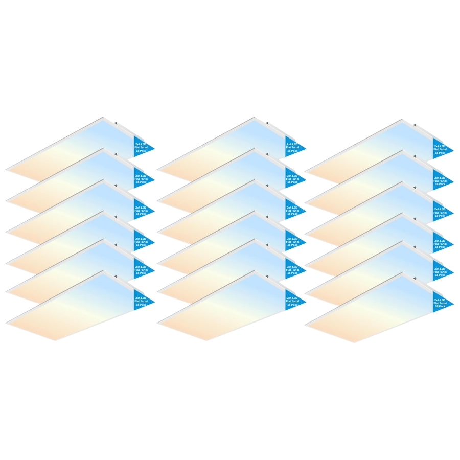 Set of LED panel lights with gradient color display on a white background
