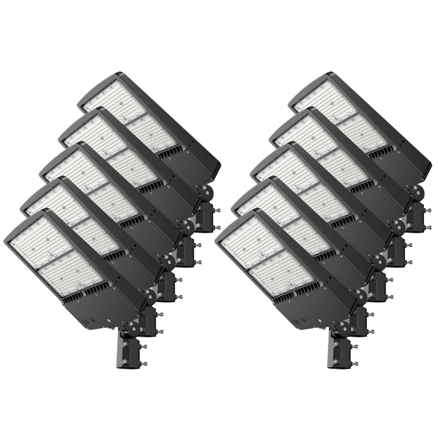 10 pack 300W LED parking lot light 1000W metal halide replacement 5000K DLC 5.1 at switchtoled.com