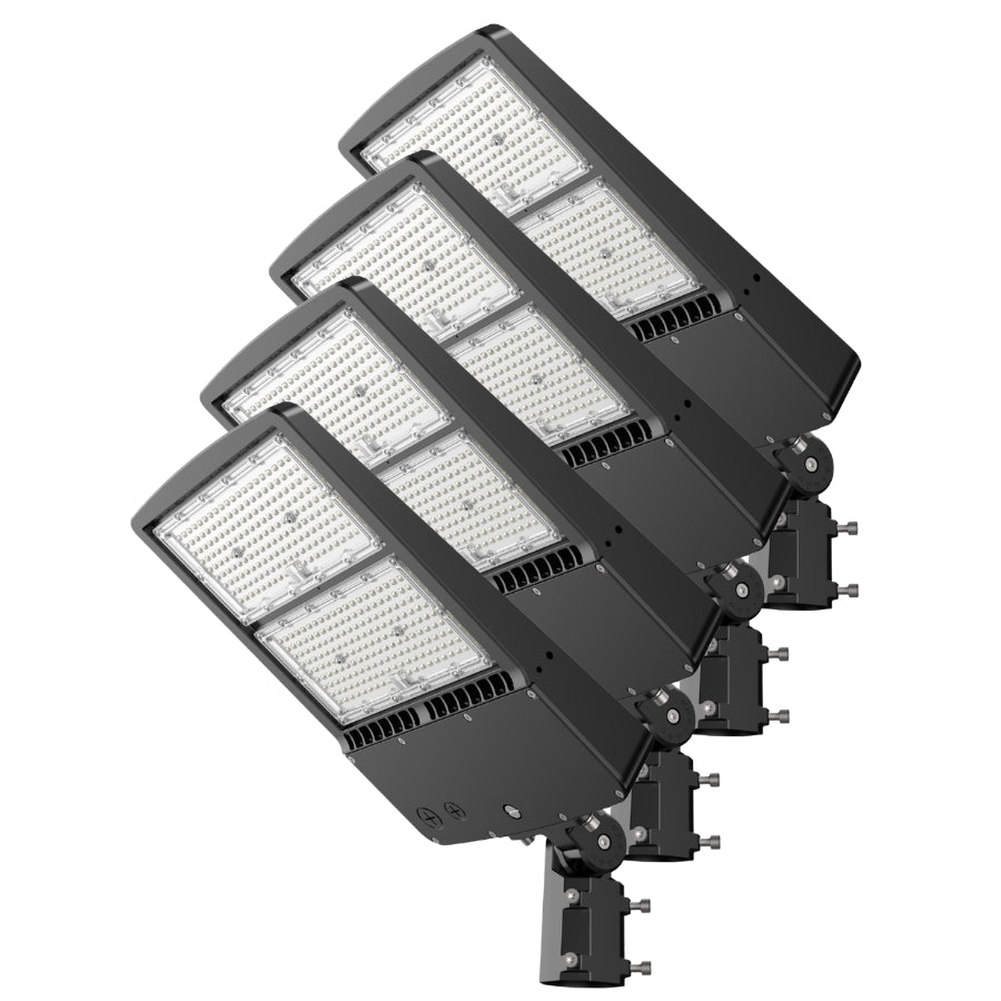 4 pack 300W LED parking lot lights 40,500 lumens 5000K IP65 commercial outdoor area lighting at switchtoled.com