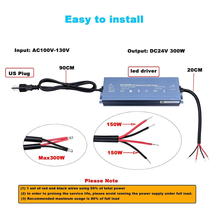 300W 24V LED Driver Power Supply easy installation 