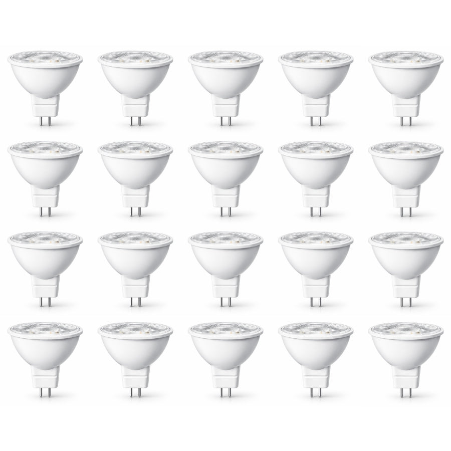 LED MR16 Bulb, 5W (35W Halogen Equivalent), 300 Lumens, 3000K Warm White, 40° Flood Beam, Dimmable, 12V Low Voltage, GU5.3 Base, UL Damp Rated, Accent & Task Lighting