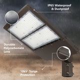 LED street light with features highlighted on a dark background